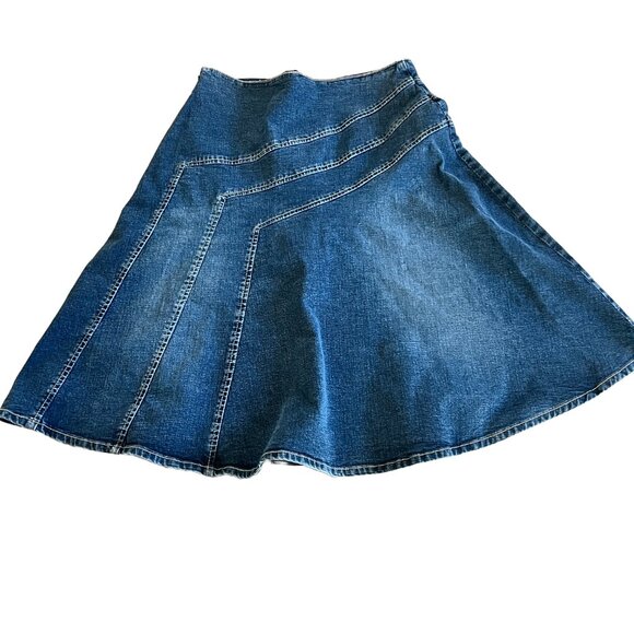 Live A Little Women's 8 Denim Knee Length Flare Skirt - Picture 1 of 3